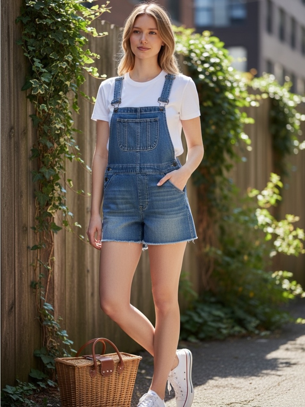 American Eagle Distressed Blue Denim Short Overalls Women Size Small Raw Hem Y2K